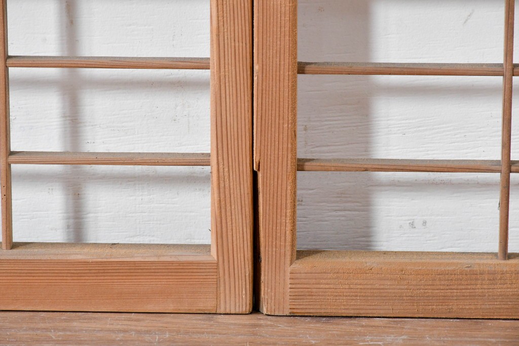 ヴィンテージ建具　昭和中期　木の表情が味わい深い夏戸4枚セット　(R-086083)