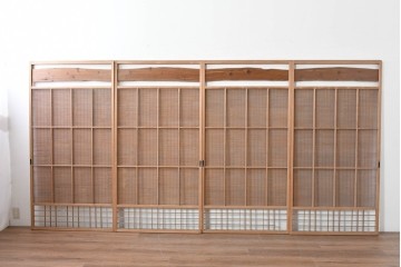ヴィンテージ建具　昭和中期　木の表情が味わい深い夏戸4枚セット　(R-086083)