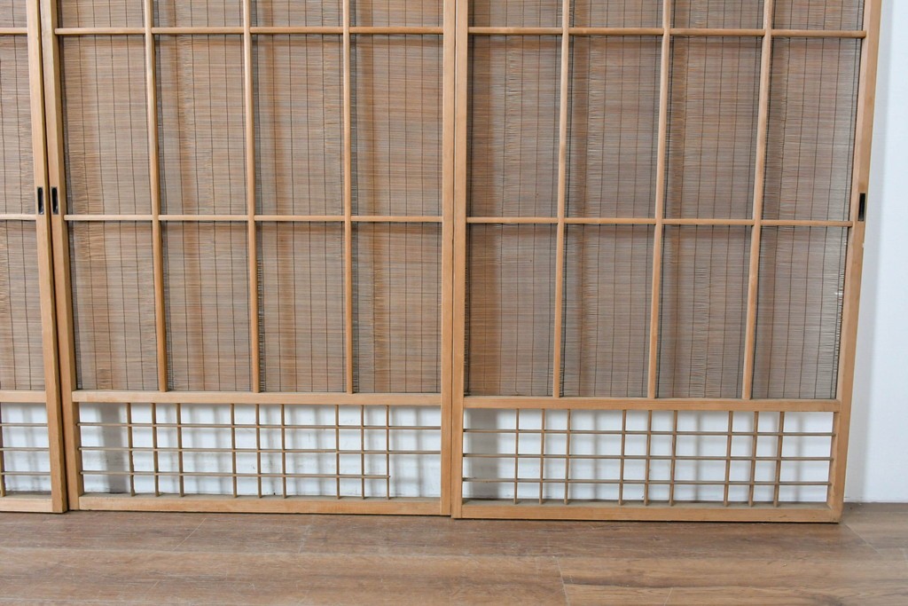 ヴィンテージ建具　昭和中期　木の表情が味わい深い夏戸4枚セット　(R-086083)