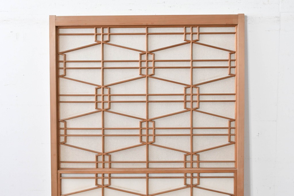 ヴィンテージ建具　昭和中期　高級特注品!!　上品で凝ったデザインが魅力的な組子入り摺り上げ雪見障子戸1枚　(R-086085)