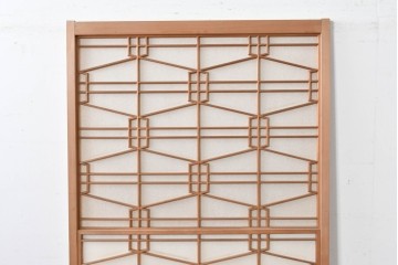 ヴィンテージ建具　昭和中期　高級特注品!!　上品で凝ったデザインが魅力的な組子入り摺り上げ雪見障子戸1枚　(R-086085)
