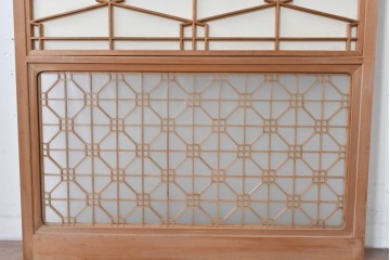 ヴィンテージ建具　昭和中期　高級特注品!!　上品で凝ったデザインが魅力的な組子入り摺り上げ雪見障子戸1枚　(R-086085)