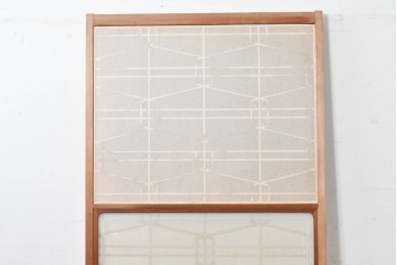 ヴィンテージ建具　昭和中期　高級特注品!!　上品で凝ったデザインが魅力的な組子入り摺り上げ雪見障子戸1枚　(R-086085)