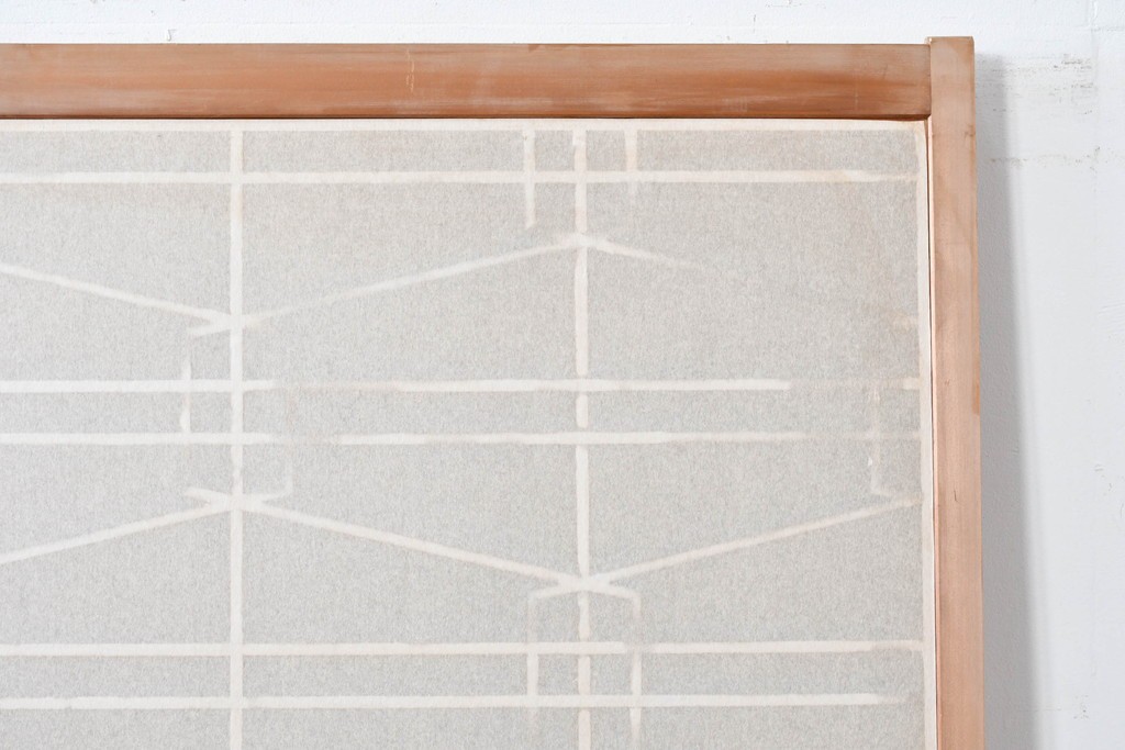 ヴィンテージ建具　昭和中期　高級特注品!!　上品で凝ったデザインが魅力的な組子入り摺り上げ雪見障子戸1枚　(R-086085)