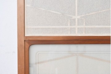 ヴィンテージ建具　昭和中期　高級特注品!!　上品で凝ったデザインが魅力的な組子入り摺り上げ雪見障子戸1枚　(R-086085)