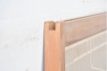 ヴィンテージ建具　昭和中期　高級特注品!!　上品で凝ったデザインが魅力的な組子入り摺り上げ雪見障子戸1枚　(R-086085)