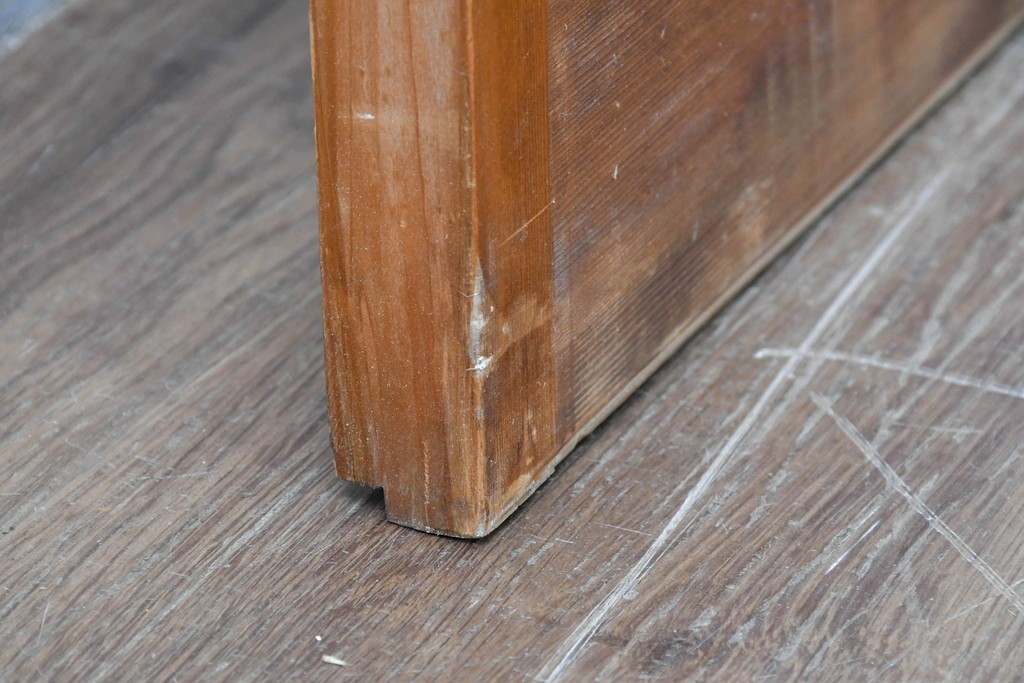 ヴィンテージ建具　昭和中期　高級特注品!!　上品で凝ったデザインが魅力的な組子入り摺り上げ雪見障子戸1枚　(R-086085)