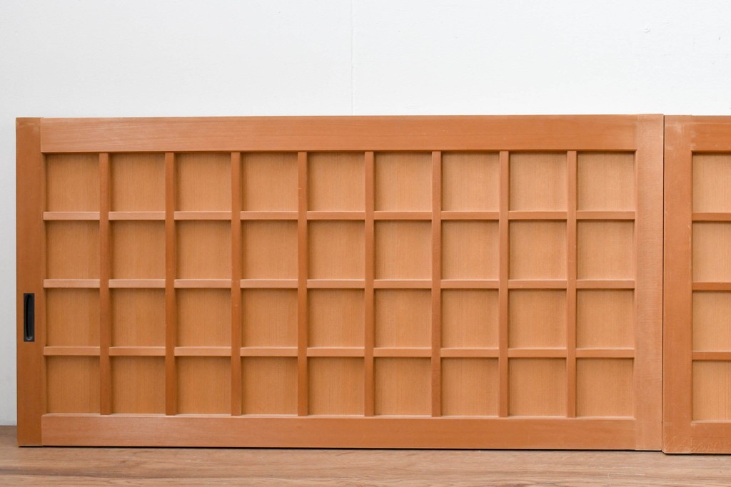 ヴィンテージ建具　昭和中期　整ったマス目格子の窓4枚セット　(R-086087)