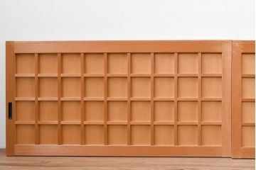 ヴィンテージ建具　昭和中期　整ったマス目格子の窓4枚セット　(R-086087)