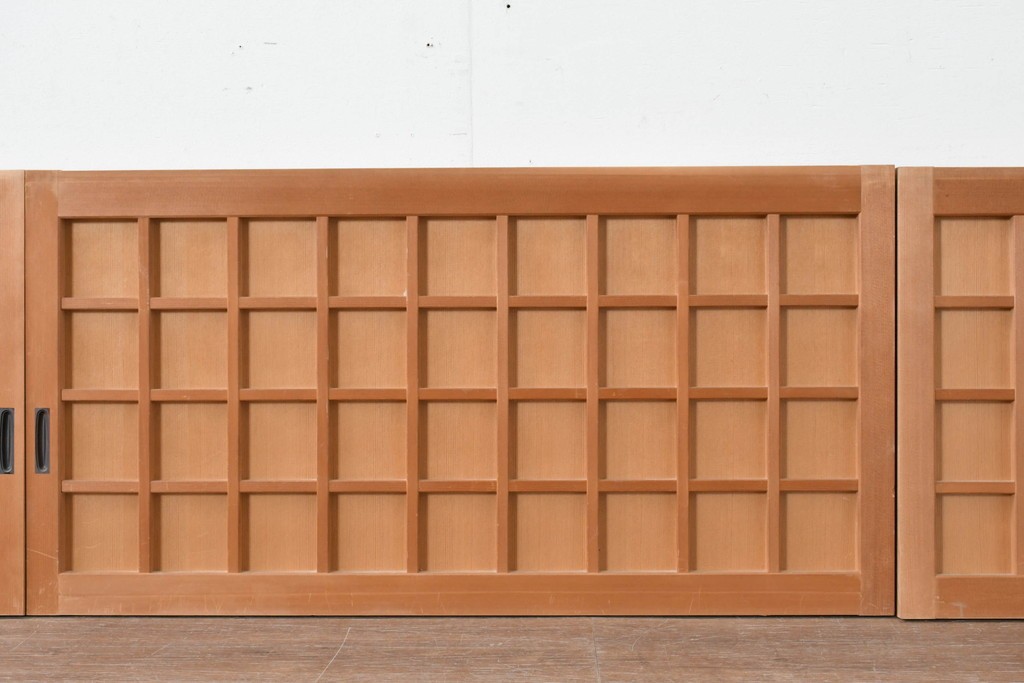 ヴィンテージ建具　昭和中期　整ったマス目格子の窓4枚セット　(R-086087)