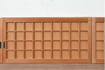 ヴィンテージ建具　昭和中期　整ったマス目格子の窓4枚セット　(R-086087)