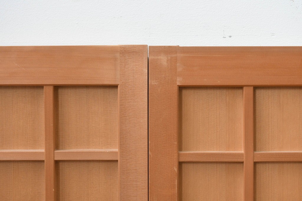 ヴィンテージ建具　昭和中期　整ったマス目格子の窓4枚セット　(R-086087)