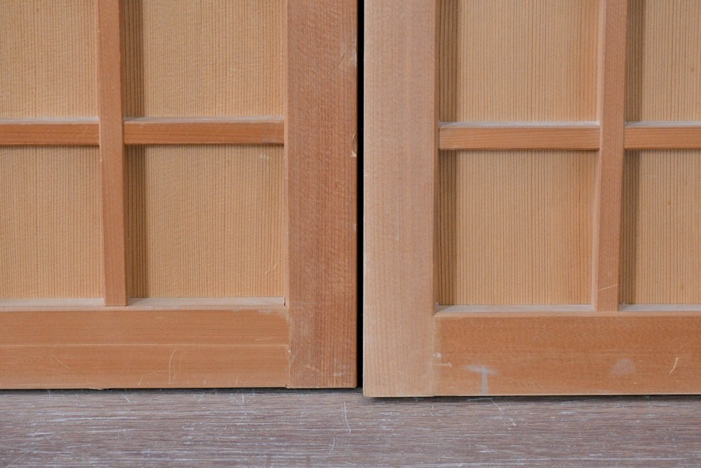 ヴィンテージ建具　昭和中期　整ったマス目格子の窓4枚セット　(R-086087)