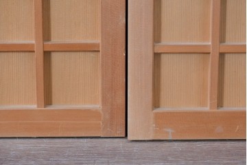 ヴィンテージ建具　昭和中期　整ったマス目格子の窓4枚セット　(R-086087)