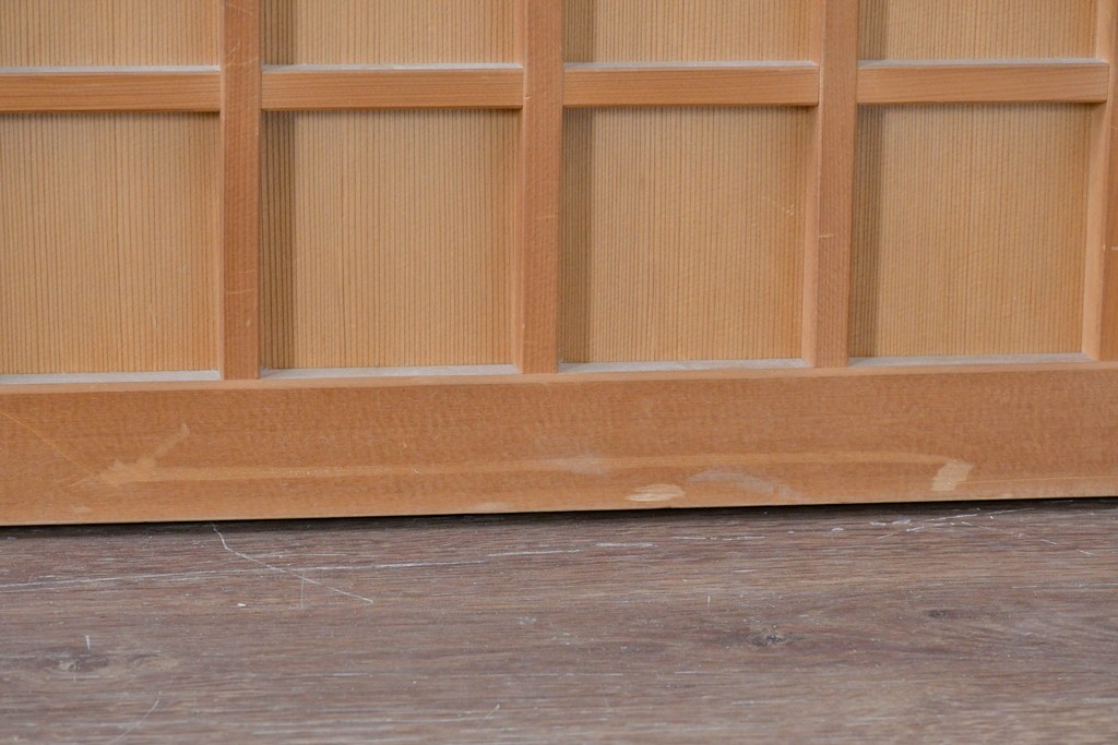 ヴィンテージ建具　昭和中期　整ったマス目格子の窓4枚セット　(R-086087)