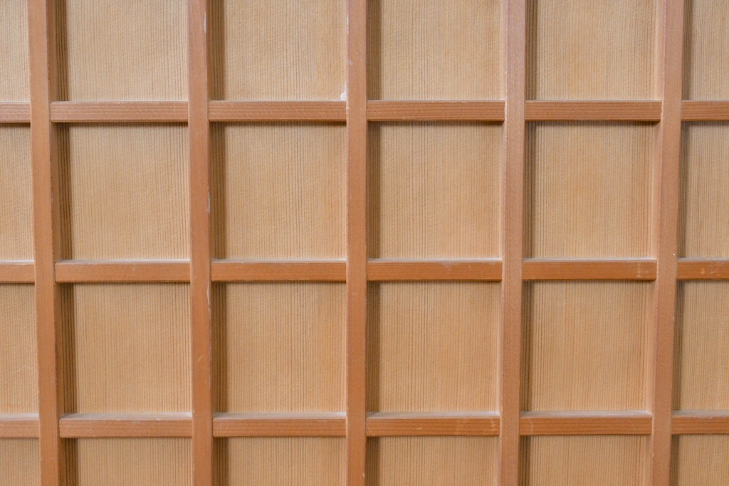 ヴィンテージ建具　昭和中期　整ったマス目格子の窓4枚セット　(R-086087)