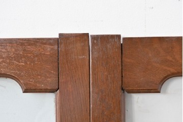 アンティーク建具　昭和初期　ナラ材　落ち着いた木色と大きなガラス面が印象的な家具用ガラス窓4枚セット　(R-086088)
