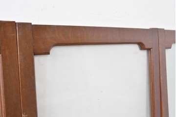 アンティーク建具　昭和初期　ナラ材　落ち着いた木色と大きなガラス面が印象的な家具用ガラス窓4枚セット　(R-086088)