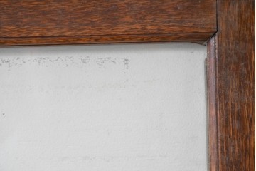アンティーク建具　昭和初期　ナラ材　落ち着いた木色と大きなガラス面が印象的な家具用ガラス窓2枚セット　(R-086089)