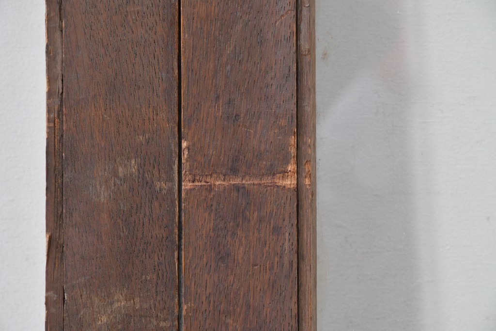 アンティーク建具　昭和初期　ナラ材　落ち着いた木色と大きなガラス面が印象的な家具用ガラス窓2枚セット　(R-086089)