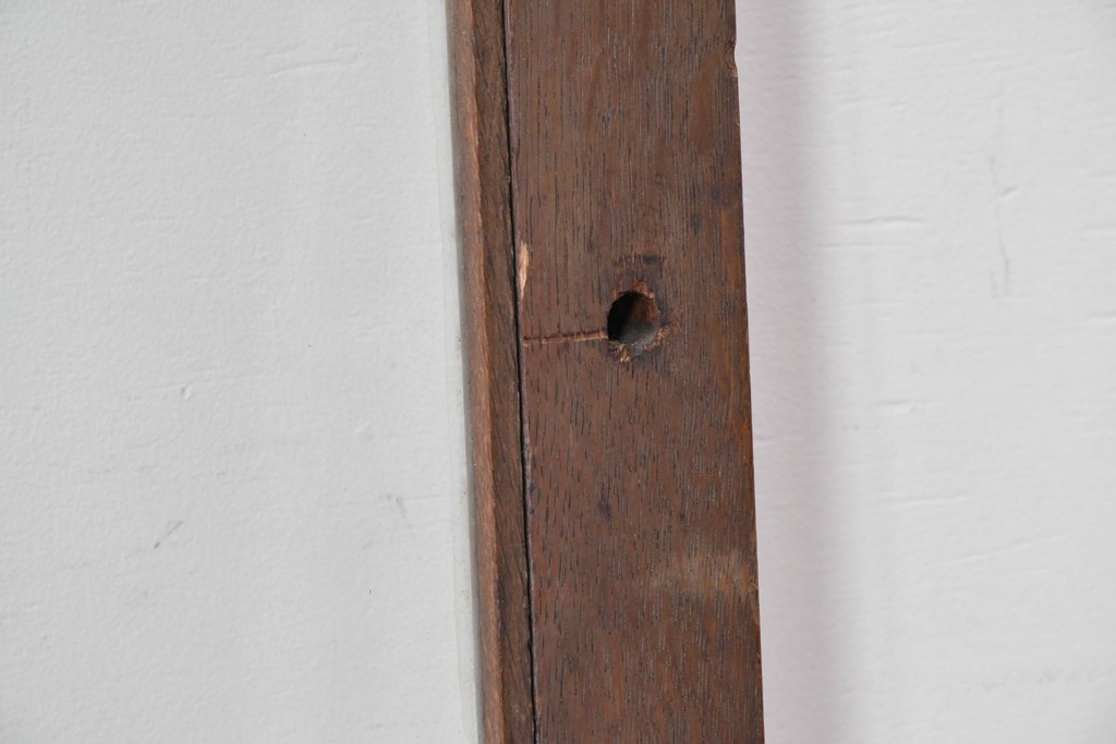 アンティーク建具　昭和初期　ナラ材　落ち着いた木色と大きなガラス面が印象的な家具用ガラス窓2枚セット　(R-086089)