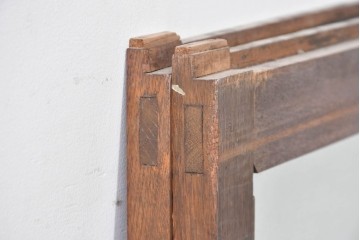 アンティーク建具　昭和初期　ナラ材　落ち着いた木色と大きなガラス面が印象的な家具用ガラス窓2枚セット　(R-086089)