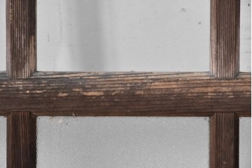 アンティーク建具　昭和初期から中期　すっきりとした縦桟が空間になじむガラス窓2枚セット　(R-086091)