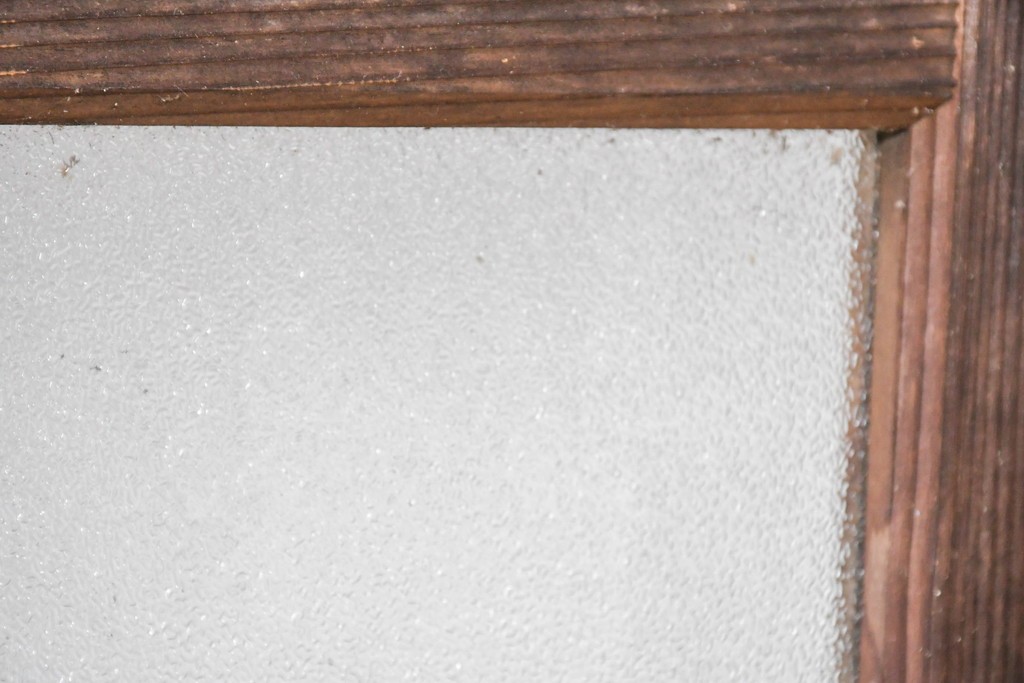 アンティーク建具　昭和初期から中期　すっきりとした縦桟が空間になじむガラス窓2枚セット　(R-086091)