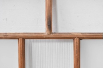 アンティーク建具　昭和初期　大正ロマン　縦横に入った桟とゆらぎのあるガラスが目を惹くガラス窓4枚セット　(R-086092)