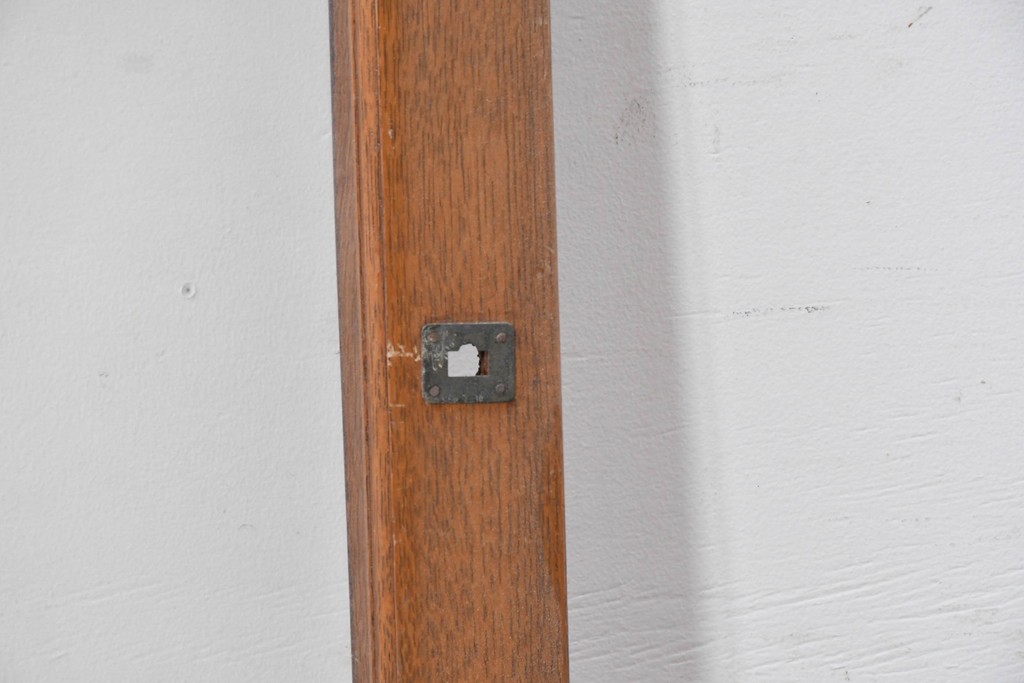 アンティーク建具　昭和初期　ナラ材　家具用　広いガラス面がすっきりとした印象のガラス窓2枚セット　(R-086093)