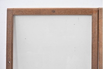 アンティーク建具　昭和初期　ナラ材　家具用　広いガラス面がすっきりとした印象のガラス窓2枚セット　(R-086093)