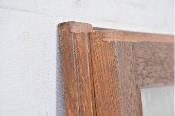 アンティーク建具　昭和初期　ナラ材　家具用　広いガラス面がすっきりとした印象のガラス窓2枚セット　(R-086093)