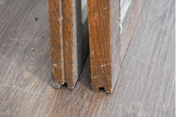 アンティーク建具　昭和初期　ナラ材　家具用　広いガラス面がすっきりとした印象のガラス窓2枚セット　(R-086093)