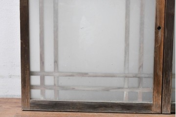 アンティーク建具　昭和初期　凝ったデザインの桟の意匠が目を引く小さな窓2枚セット　(R-086094)