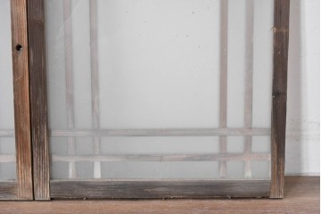アンティーク建具　昭和初期　凝ったデザインの桟の意匠が目を引く小さな窓2枚セット　(R-086094)