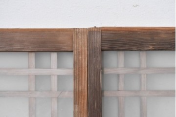 アンティーク建具　昭和初期　凝ったデザインの桟の意匠が目を引く小さな窓2枚セット　(R-086094)