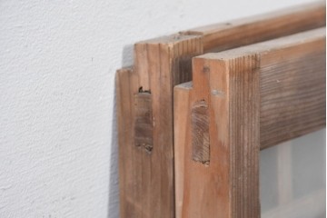 アンティーク建具　昭和初期　凝ったデザインの桟の意匠が目を引く小さな窓2枚セット　(R-086094)