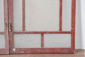 アンティーク建具　昭和初期　大正ロマン　ダイヤ入りガラスと使い込まれた木枠が味わい深い窓2枚セット　(R-086095)