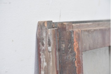 アンティーク建具　昭和初期　大正ロマン　ダイヤ入りガラスと使い込まれた木枠が味わい深い窓2枚セット　(R-086095)