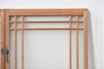 アンティーク建具　昭和初期　格子状の凝った桟使いが素敵な窓2枚セット　(R-086096)