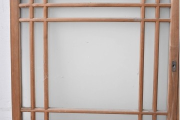 アンティーク建具　昭和初期　格子状の凝った桟使いが素敵な窓2枚セット　(R-086096)