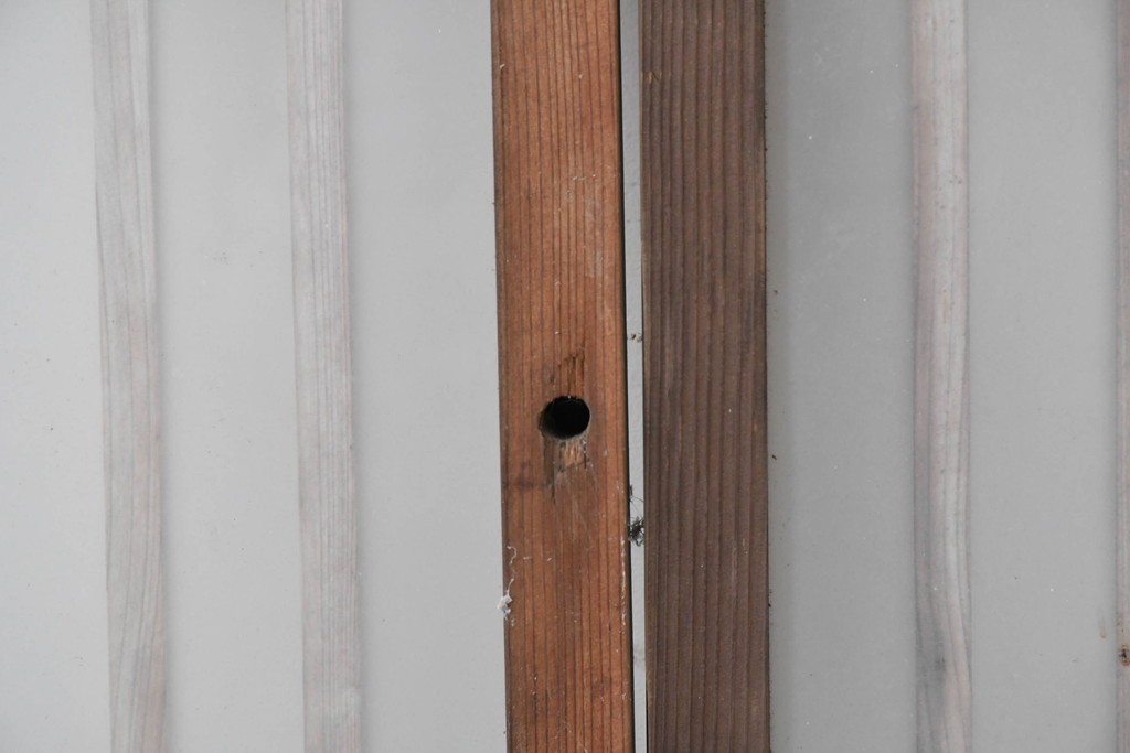 アンティーク建具　昭和初期　格子状の凝った桟使いが素敵な窓2枚セット　(R-086096)