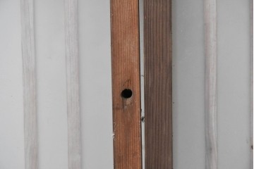 アンティーク建具　昭和初期　格子状の凝った桟使いが素敵な窓2枚セット　(R-086096)