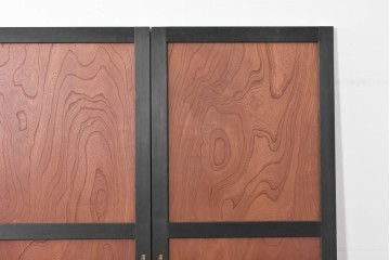 中古建具　ラフジュ工房オリジナル　欅(ケヤキ)材　突き板　美しい木目が魅力の背高帯戸3枚セット　(R-086102)