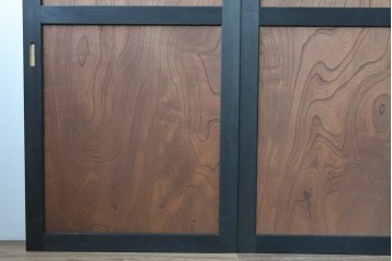 中古建具　ラフジュ工房オリジナル　欅(ケヤキ)材　突き板　美しい木目が魅力の背高帯戸3枚セット　(R-086102)