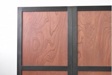 中古建具　ラフジュ工房オリジナル　欅(ケヤキ)材　突き板　美しい木目が魅力の背高帯戸3枚セット　(R-086102)