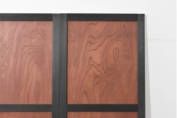 中古建具　ラフジュ工房オリジナル　欅(ケヤキ)材　突き板　美しい木目が魅力の背高帯戸3枚セット　(R-086102)