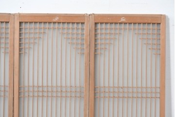 アンティーク建具　昭和初期　組子細工が美しい片面ガラス入りの書院戸4枚セット　(R-086103)