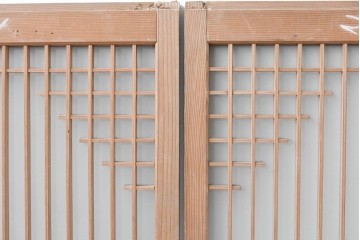 アンティーク建具　昭和初期　組子細工が美しい片面ガラス入りの書院戸4枚セット　(R-086103)