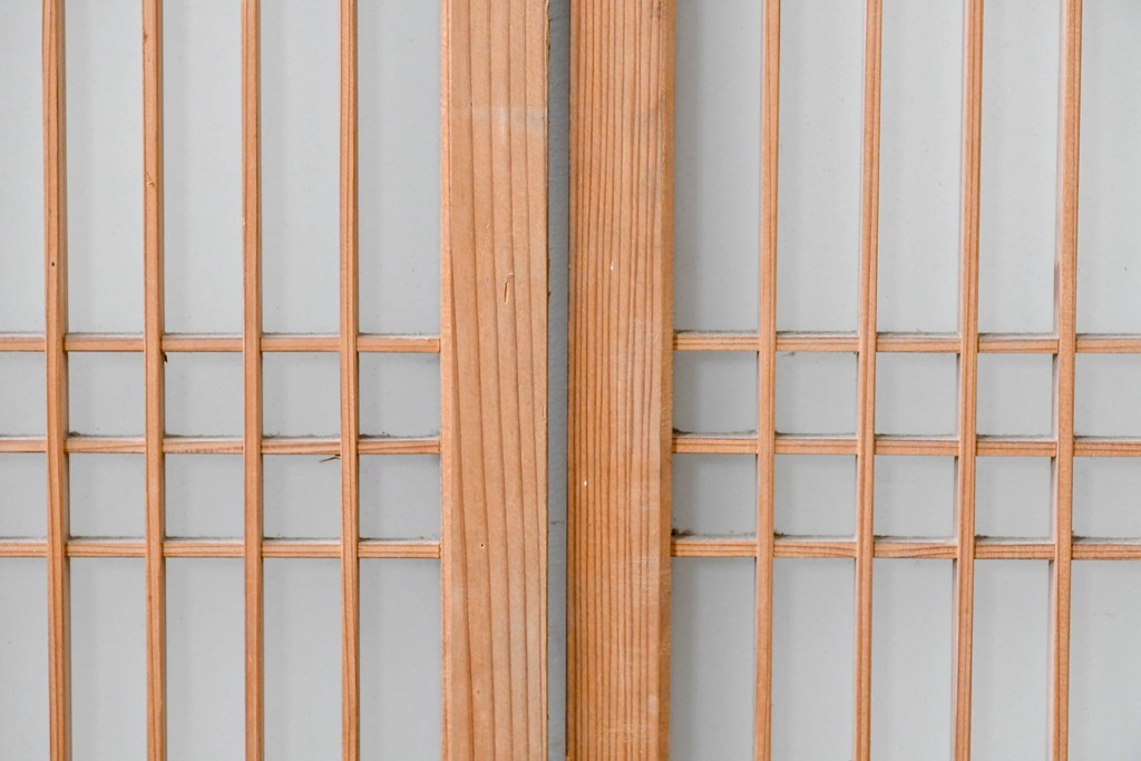 アンティーク建具　昭和初期　組子細工が美しい片面ガラス入りの書院戸4枚セット　(R-086103)